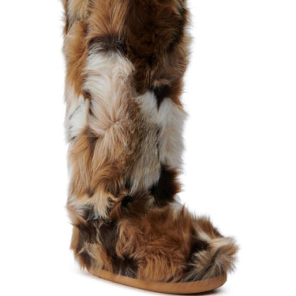 AZALEA WANG " FANTASY FRENZY " MULTI FUZZY FLAT KNEE HIGH BOOT( BRAND NEW !!!!!!